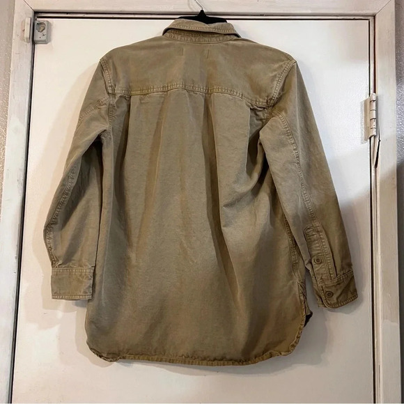 Madewell Pop Over Shirt Utility Military Tunic Oversized Long Line Tan Ash Green - Picture 6 of 13